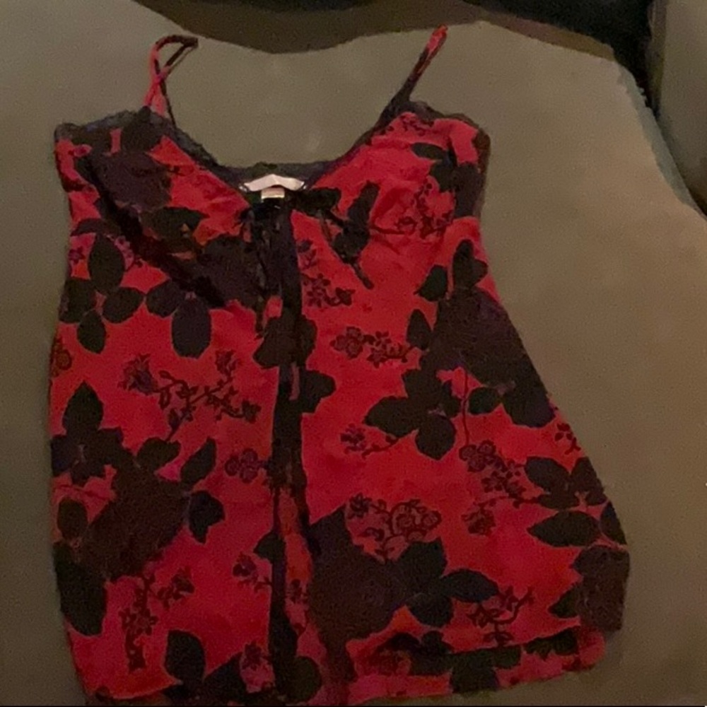 Red and Black Floral Nightgown